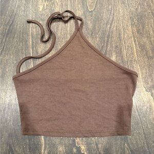 Chocolate Brown Halter Crop Top